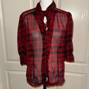 Red Plaid Blouse - Size XL